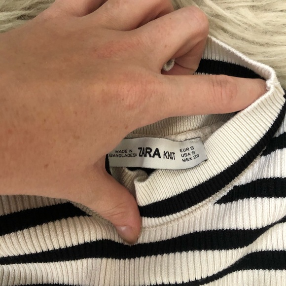 Zara White & Black Striped Ribbed Turtleneck - Picture 4 of 5
